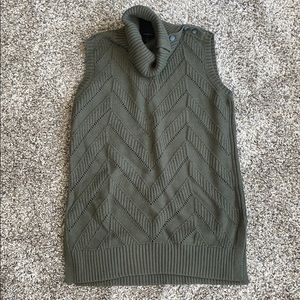 Olive sleeveless turtleneck sweater